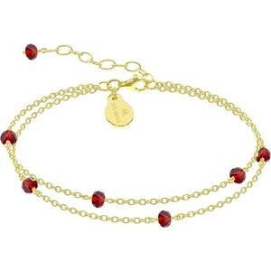 Garnet Gold Handmade Double Chain Bead Bracelet